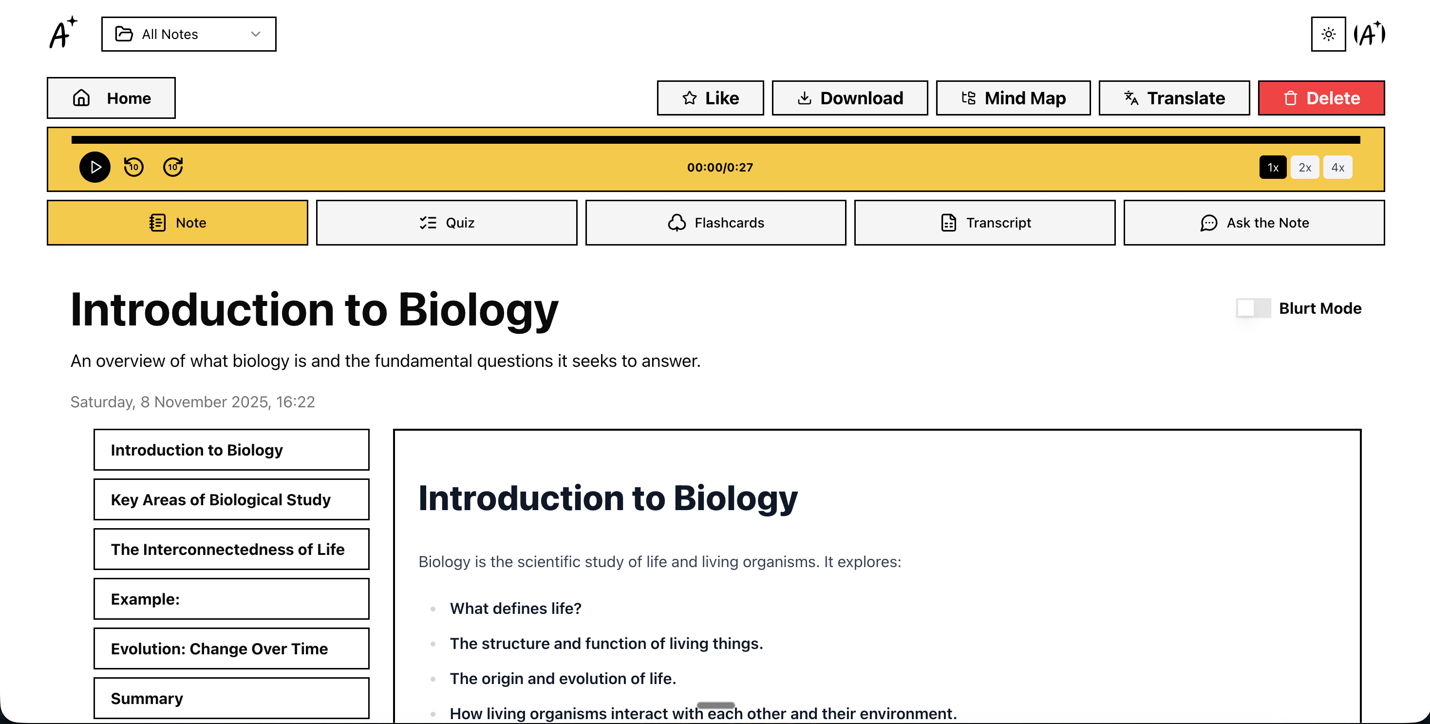 How to learn with Cornell Note using NoteSpark AI + Active Recall with Blurt Mode!