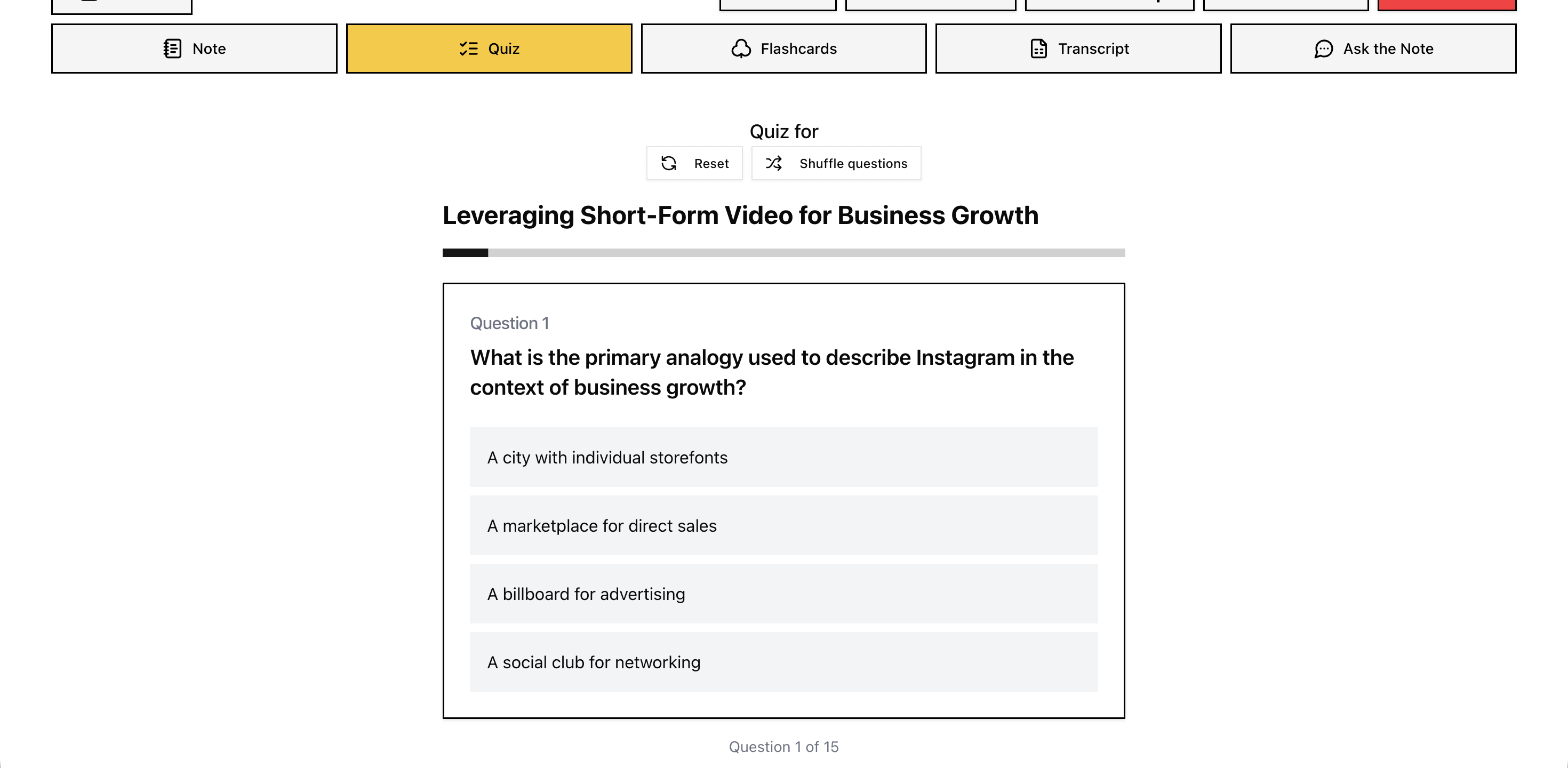 Quiz - Make Quiz from Your Note using NoteSpark AI