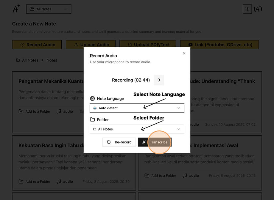 Start Transcribe