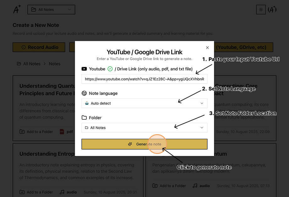 Click to Generate Note